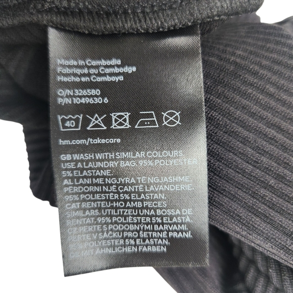 Divided H&M Ribbed Cami Mini Slip Dress Black Lace Trim XXS Nightie Bodycon - Picture 8 of 9